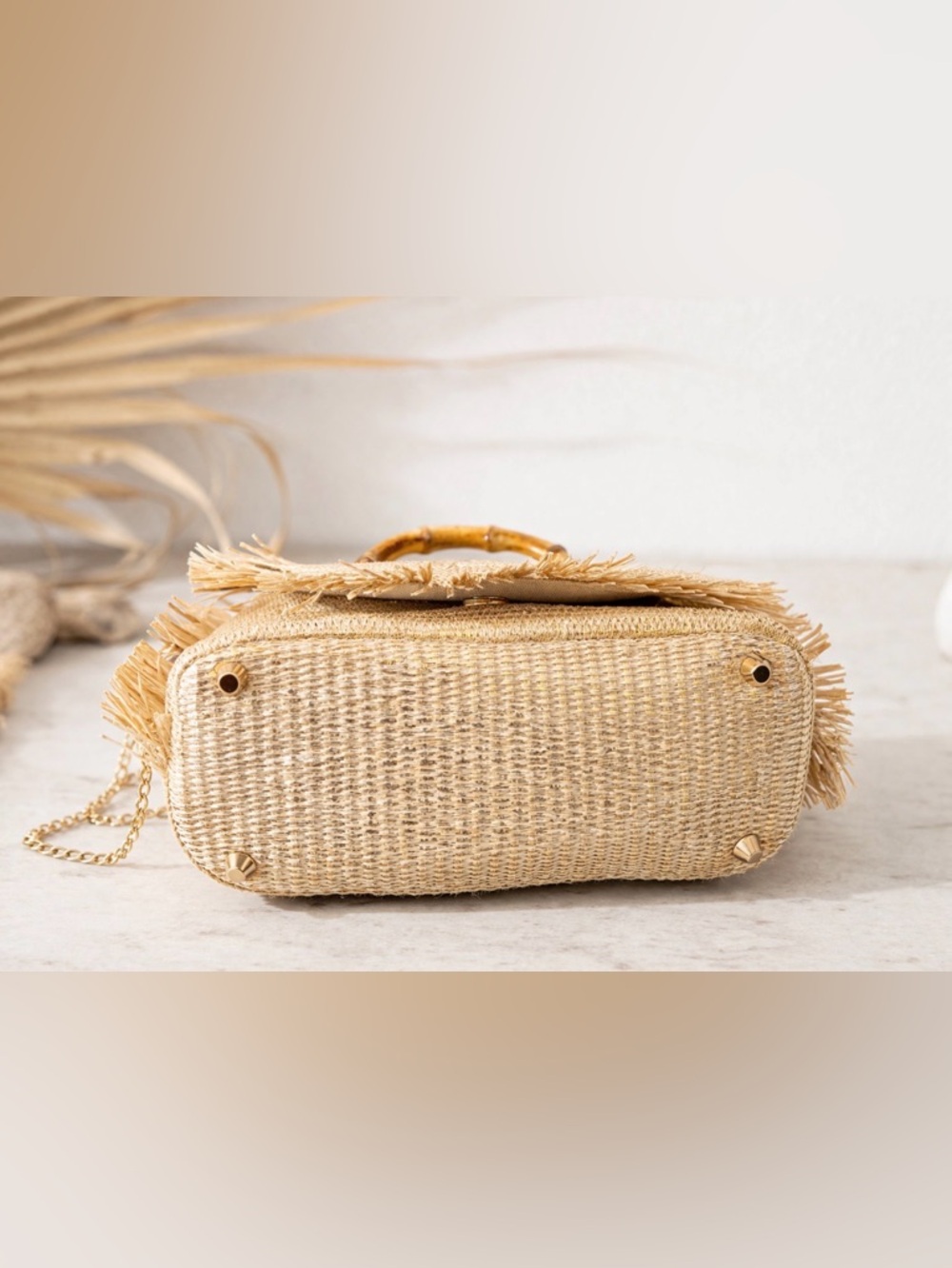 Tommy Bahama Bamboo Handle Raffia Fringe Crossbody Bag Luxe Resort Boho Beach - Picture 5 of 10